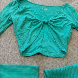 Aerie Tie Front Long Sleeve Top